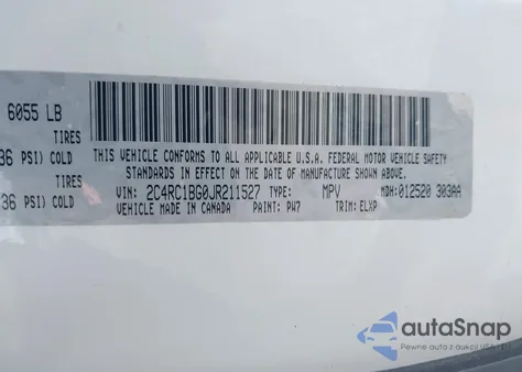 2018 Chrysler Pacifica Touring L z USA, uszkodzony, nr VIN 2C4RC1BG0JR211527